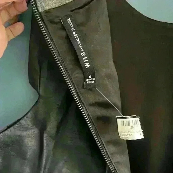 W118 by Walter Baker gray with faux leather sleeveless zip up dress Woman size S - Picture 3 of 3